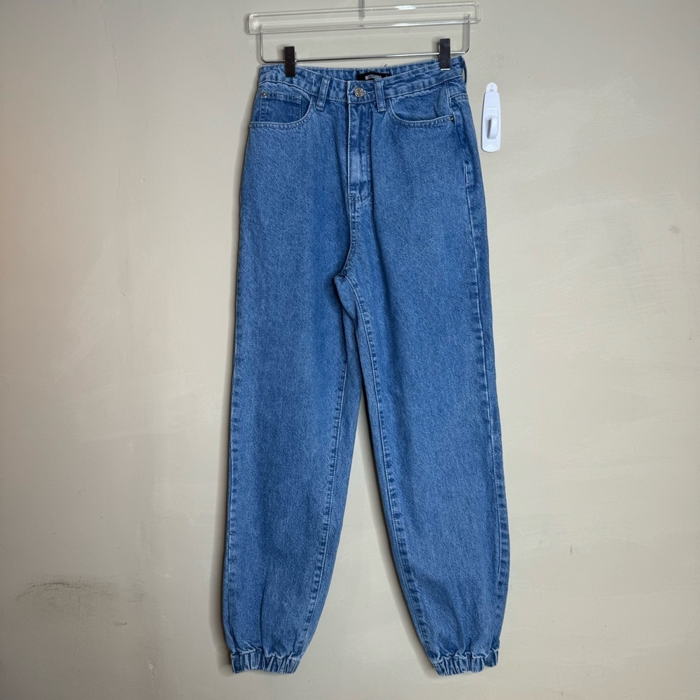 Missguided Jean Joggers Blue Denim Tapered High Rise size 4